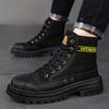 Мужские ботинки зимние новые на платформе плюшевые мужские рабочие ботинки по щиколотку теплые утолщенные водонепроницаемые хлопковые армейские мужские ботинки для снегоходов