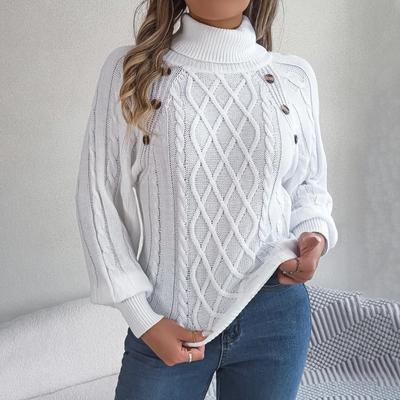 Свободный топ с длинными рукавами, однотонный кардиган, вязаный свитер с воротником-стойкой