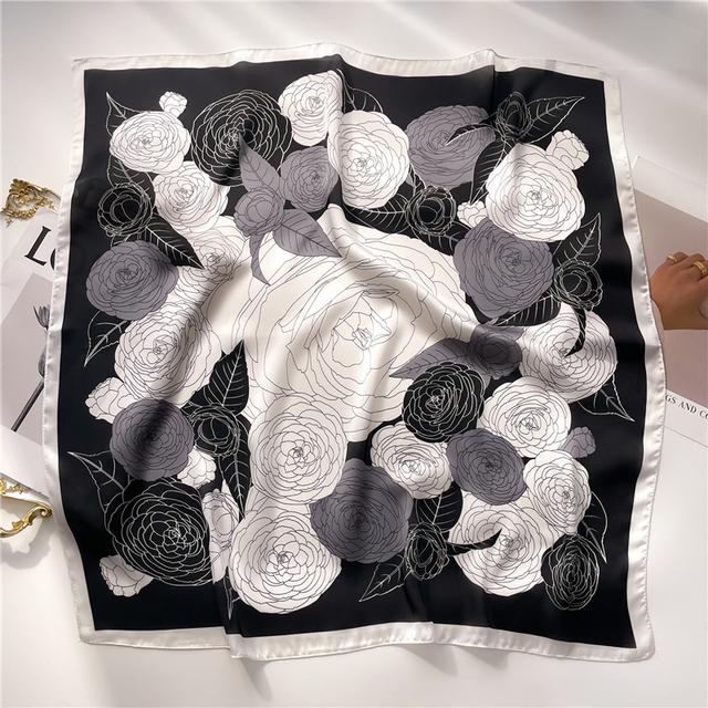 Silk Scarf For Women Luxury Hijab Hair Bands Square Neckerchief Female Satin Shawl Ribbon Headband Fashion Wraps Bandana