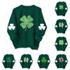 Women's Fashionable And Casual St. Patrick Print Round Neck Front Shoulder Hoodie Top
