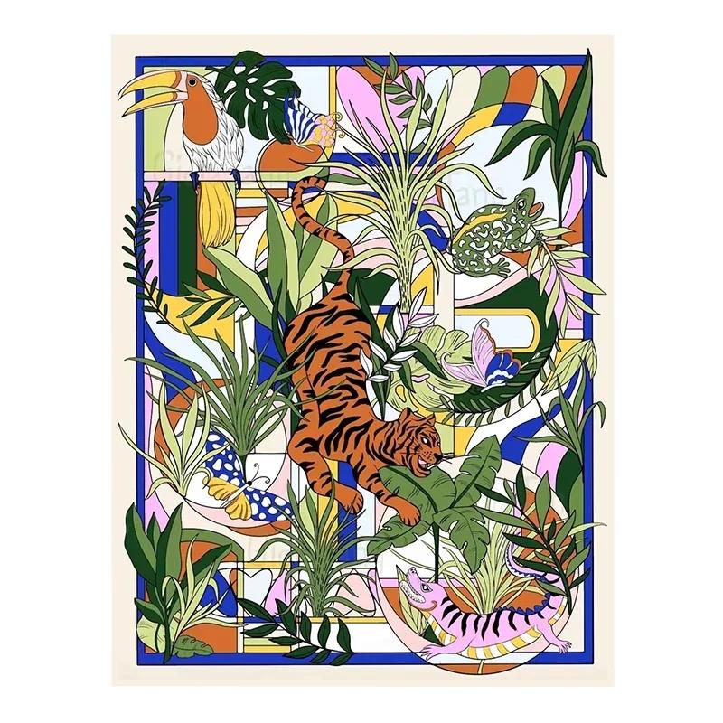 Pastoral Leopard Living Room Carpet Bedroom Bedside Art Decor Floor Mat Cloakroom Footpad Coffee Table Advanced Rug for Kitchent