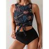 New Printed High-waisted Split Swimsuit Women's High-end Bikini Beach Hot Spring Swimsuit