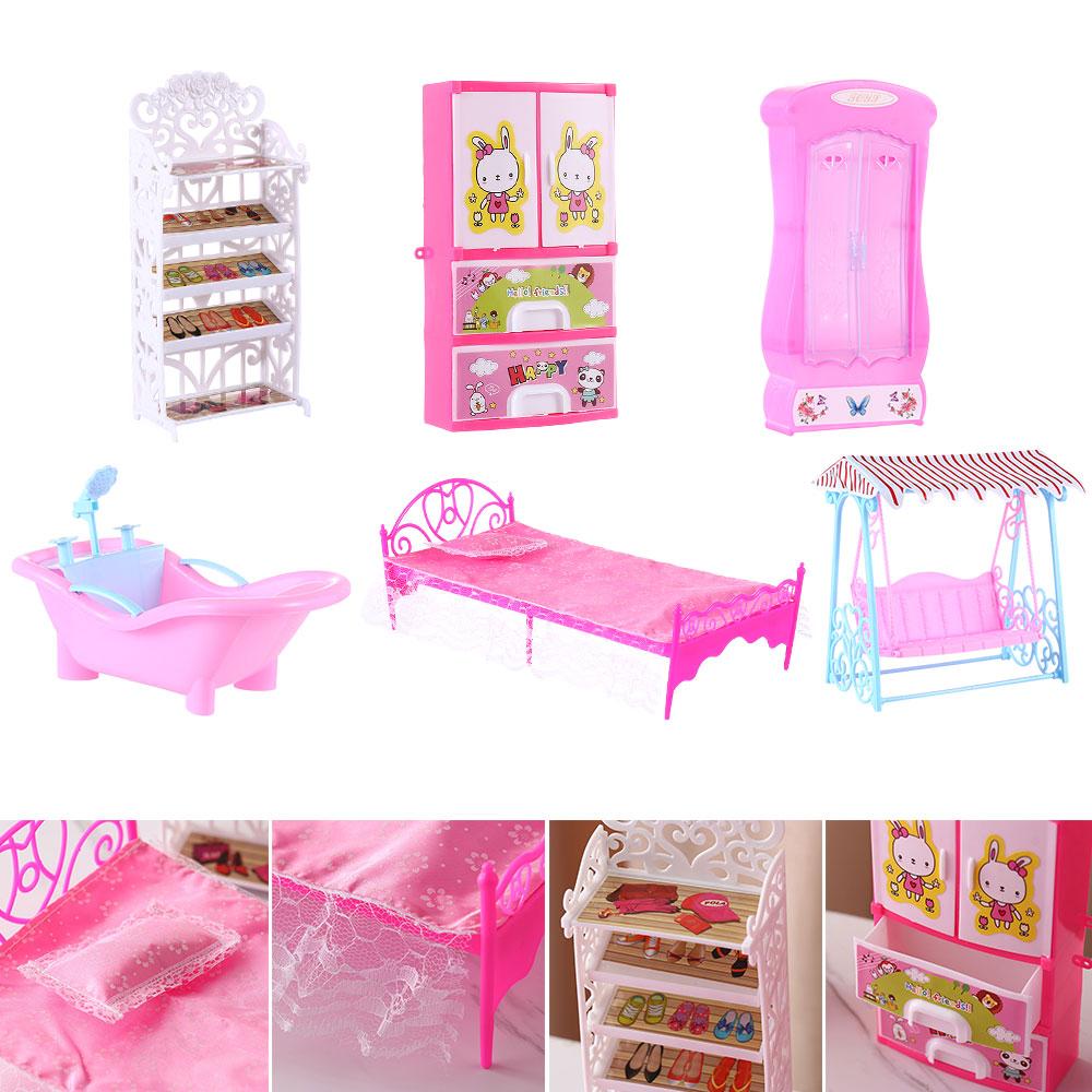 Decoration Accessories Wardrobe/Bed/Shoe rack Miniature Furniture Dollhouse Furniture For Dolls