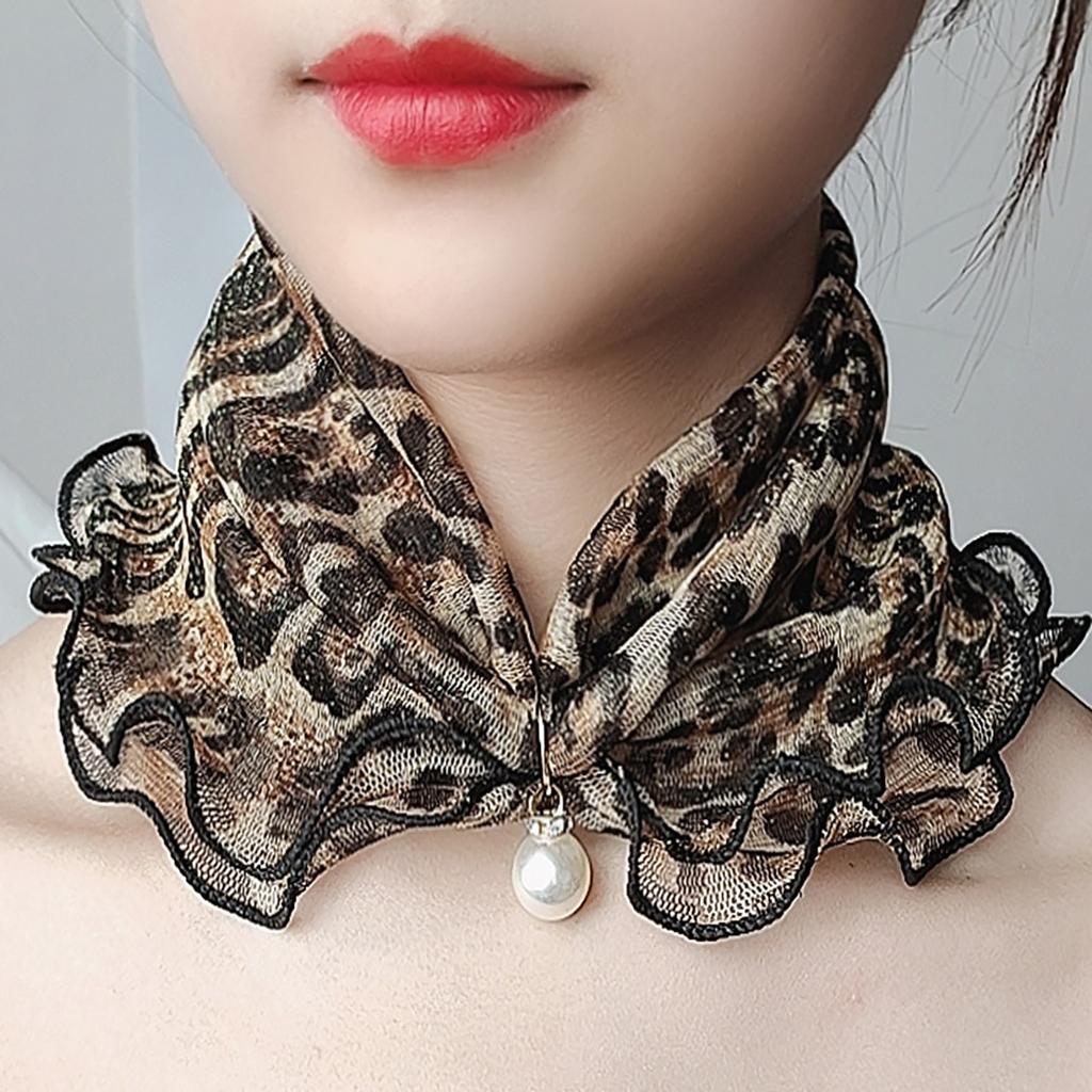 Pearl Fungus Edge Gold Silk Bib Gold Lace Changeable Scarf Fashion Scarf Square