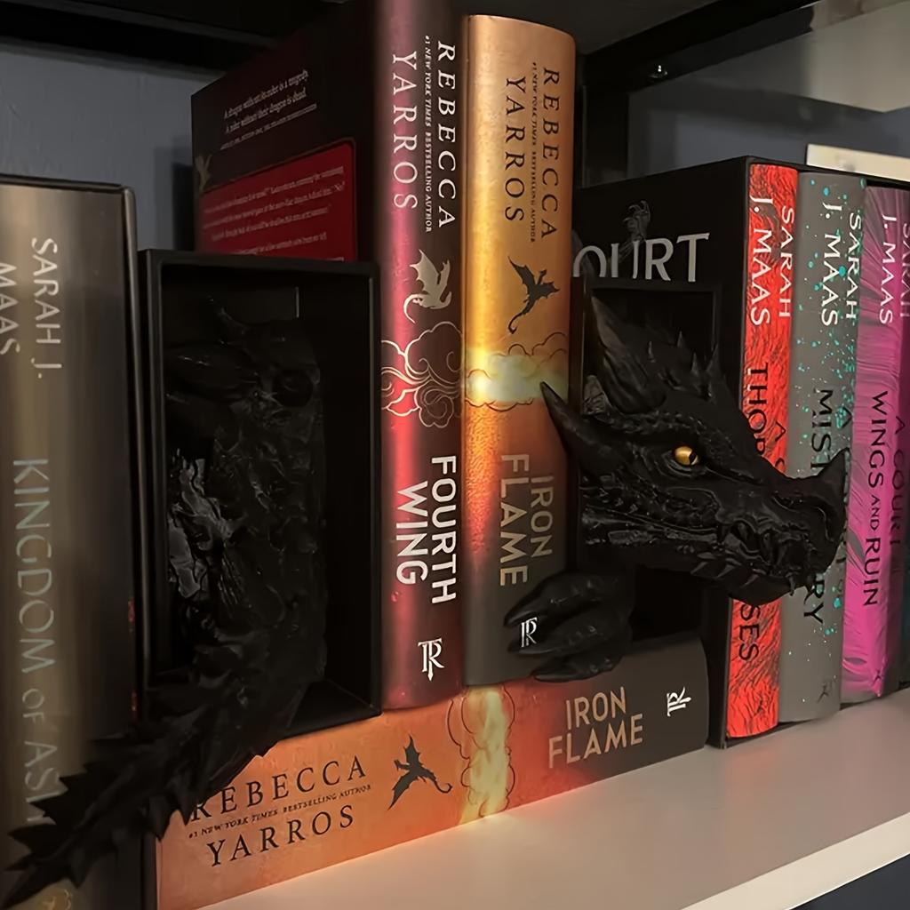 1Pc Gothic Dragon Bookends, 3D Horror Dragon Decorative Bookends, Resin Dragon Bookends, Unique Dragon Bookends, Creative Sculpture Ornaments, Booken