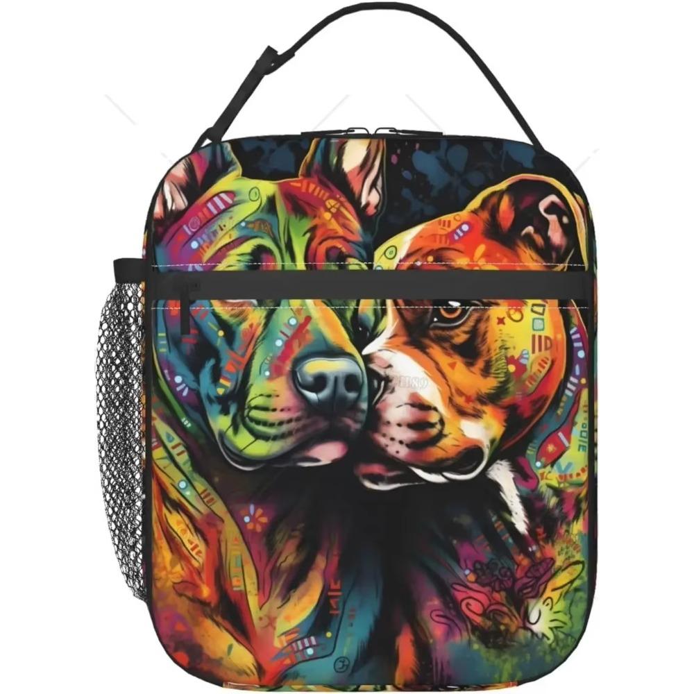 Собака Волк Картина Животные Флуоресцентная Собака Изолированная Сумка Для Обеда Для Женщин Мужчин Многоразовый Портативный Ланч-бокс Тоут с Карманом для Работы