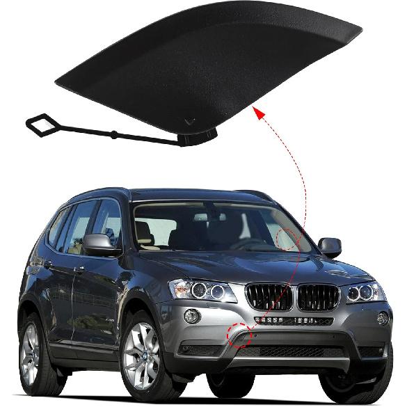 Front Bumper Tow Hook Cover Cap Towing Eye Fit for BMW X3 F25 20112012 2013 2014 51117210474 Trailer Cover (Matte Black, Right Passenger Side)