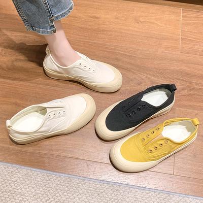 Холщовые туфли женские новая весенняя сенсация 2025 года, ленивые одинарные туфли на одной педали, повседневные женские туфли на платформе, универсальные кеды