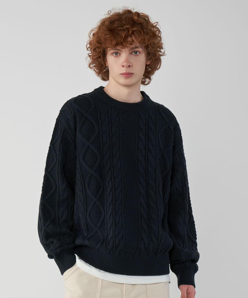 UNTAPPED STUDIO [2Pack] Oversized Aran Cable Round Knit 5 Colors