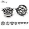 Alisouy 2pcs 8mm-25mm Punk Stainless Steel Star Moon Unscrew Ear Tunnels Plugs Expander Stretcher Gauges Body Piercing Jewelry