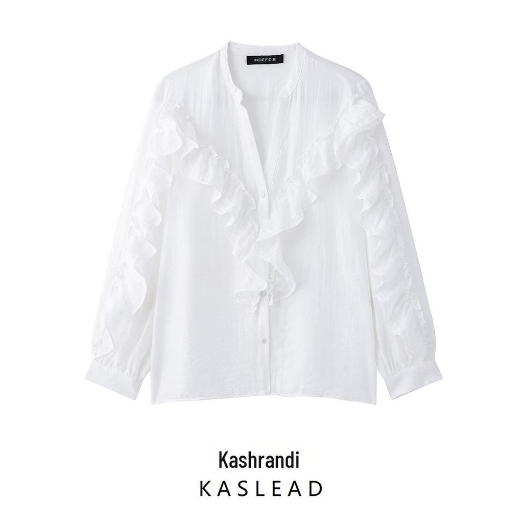 Spring 2025 Women's European & American Style Fashion Lace Layered Shirt