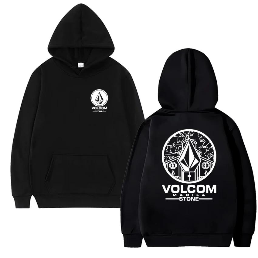 Модные Толстовки Мужские Женские Осень и зима Volcom Stone Двусторонние с принтом Свитшот Унисекс Флис С длинным рукавом Пуловеры