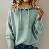 Women Hooded Sweater Adjustable Drawstring Long Sleeve Loose Fit Knitting Tops Fall Winter Pullover Tops