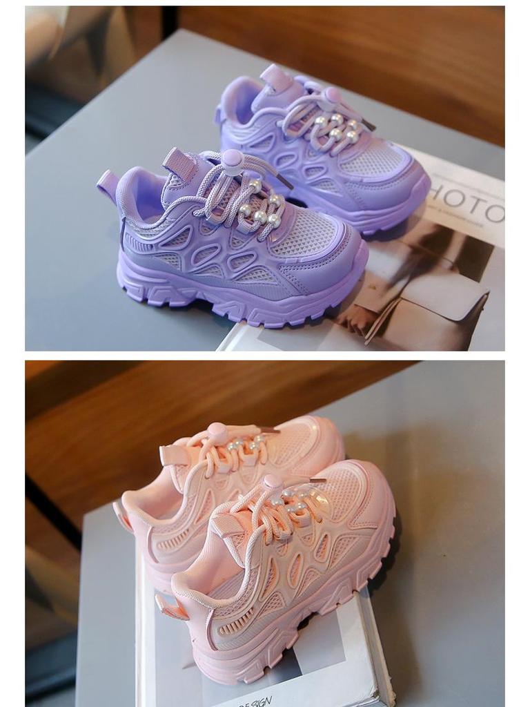 2024 Girls' Breathable White Dad Sneakers – Trendy Spring & Autumn Fashion Sports Shoes