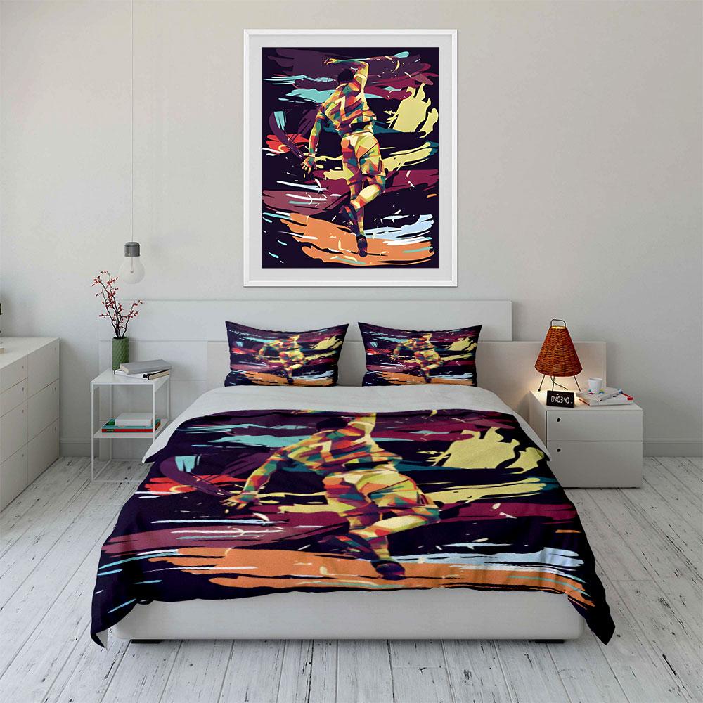 Colorful cricketer abstract illustration. Bedding sets Duvet cover sets Duvet covers Pillowcases(1 * Duvet Cover 2 * Pillowcases without duvet insert)