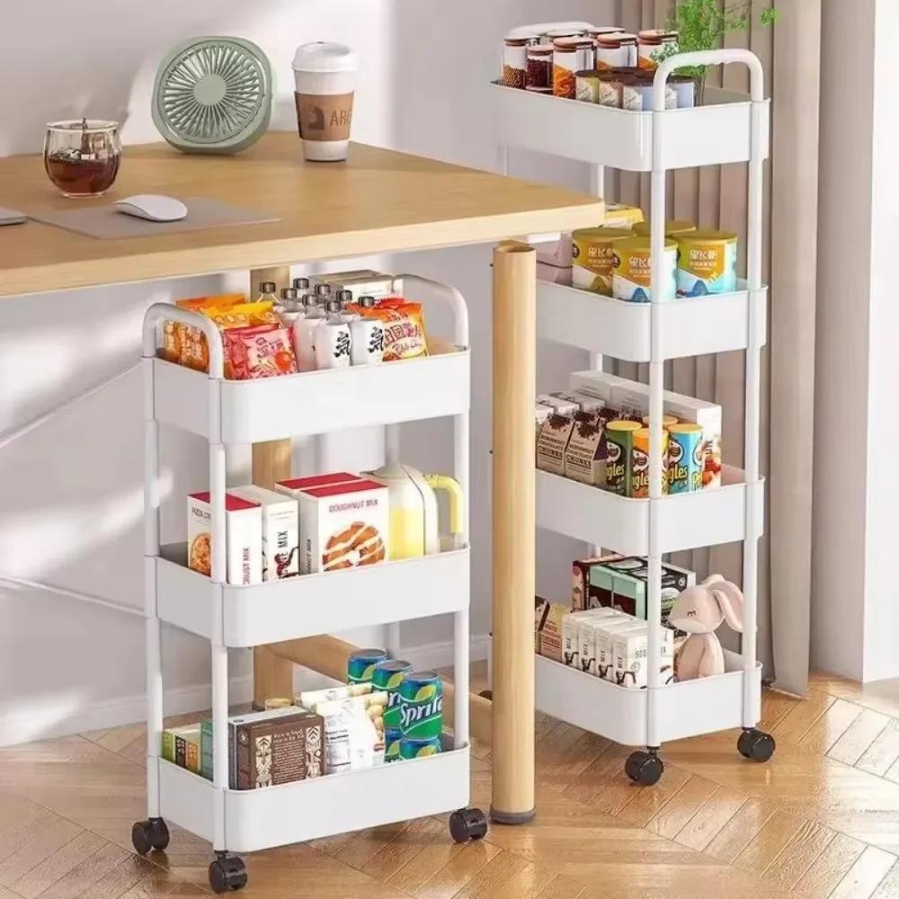 Тележка для хранения на кухне, мобильная полка для ванной комнаты, вращающиеся полки для игрушек, органайзер для закусок, большая вместимость, книжная полка, тележка