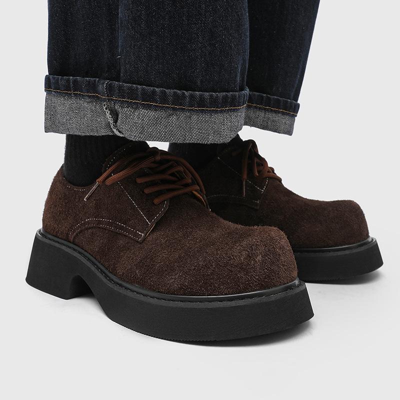 Туфли с большой головой мужские туфли трендовые черные нишевые Микки с высоким чувством дерби на толстой подошве с увеличением роста хулиганские красивые 9522-H