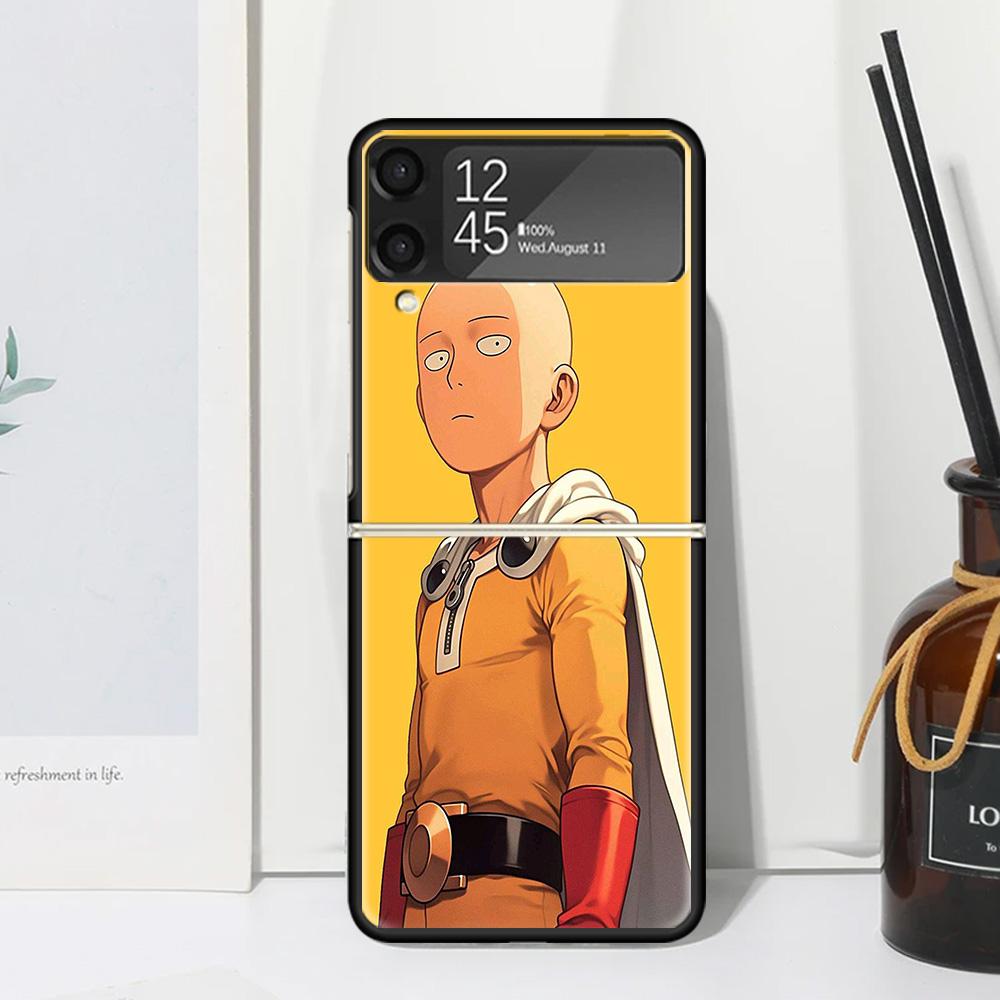 Чехол-бампер One P-Punch-Man Saitama King для Samsung Galaxy Z Flip 7 6 5 4 3 5G Flip3 Flip4 Flip5 ZFlip6 ZFlip7 Черный Funda