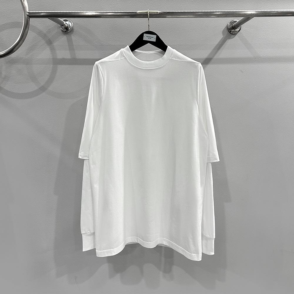 SUBHUMAN Мужская футболка весна/лето 2024 из двух частей, трикотажная, двухслойная, однотонная, свободная, с длинным рукавом