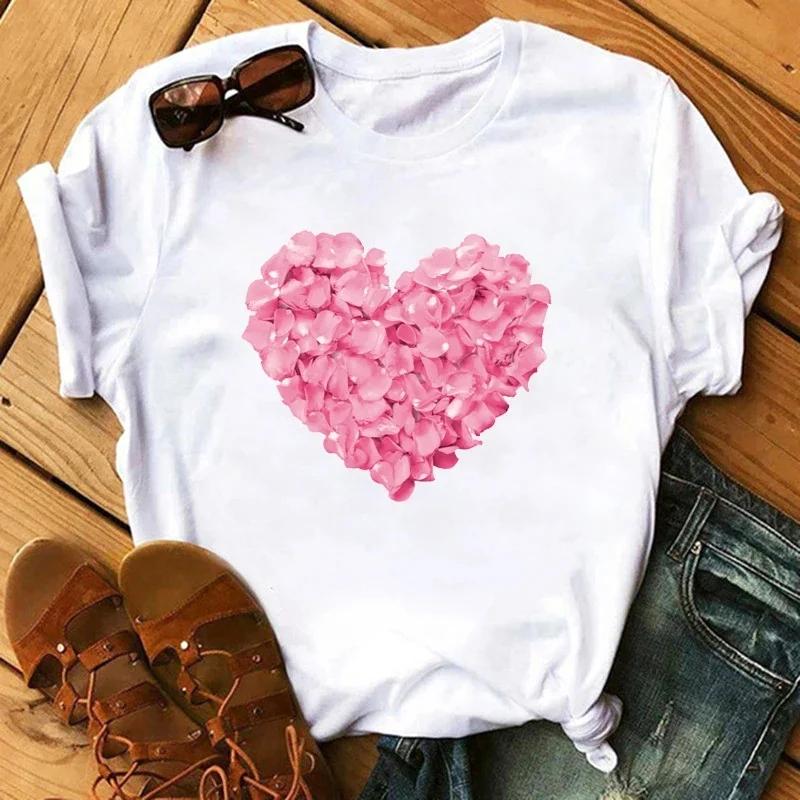 Футболка Lovely heart Bicycle Black T Shirt Girl Harajuku Korean Style tee Tops Kawaii Female T-shirt love Women TShirts