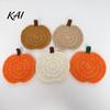 Crochet Pumpkin Cushion Handmade Coasters, Soft Polyester Coffee Mats, Gift for Housewarming Autumn Themed Farmhouse Dining Accessories Kitchen Table