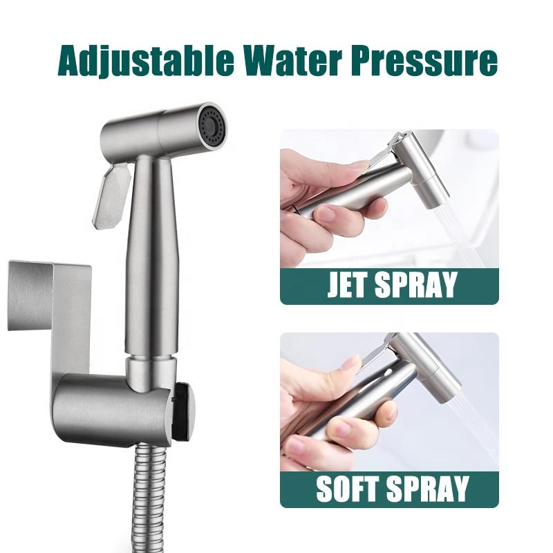 Stainless Steel Bidet Faucet Diaper Sprayer Set With Hose Adjustable Toilet Bidet Modern Bathroom Pressure Sprayer for Bathroom