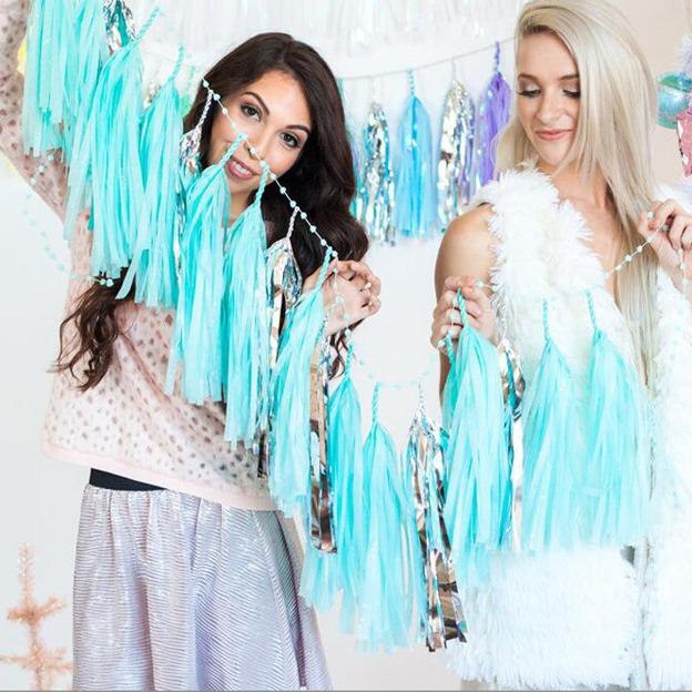 EU & US Romantic Wedding Room or Birthday Paper Tassel Curtain (35cm) DIY Festive Decoration
