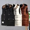 Men's Cotton Vest Winter Men's Hooded Cotton Waistcoat Vest Jacket