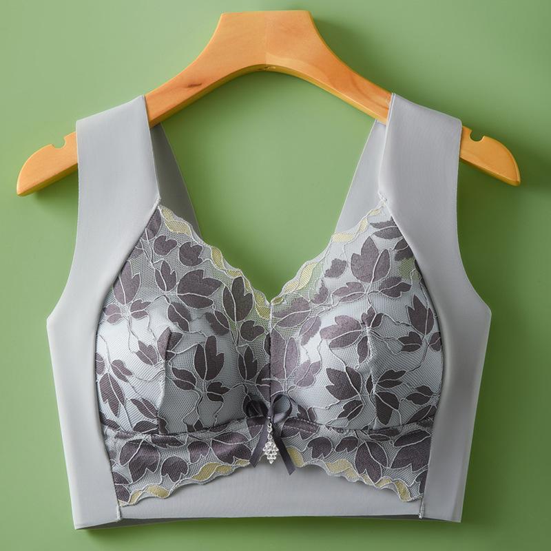 Женский бесшовный дышащий бюстгальтер пуш-ап, нижнее белье без косточек, беспроводное женское цельное белье, кружевной принт, бюстгальтеры без косточек