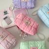 Cosmetic Bag Solid Color Travel Toiletry Bag Pearl Handle Cosmetic Bag Elegant For Backpack Travel Organization