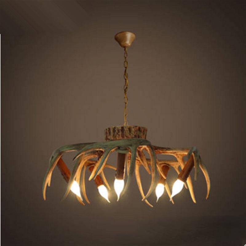 Люстра из рога оленя Ретро Гостиная Столовая Спальня Кабинет Потолочный светильник