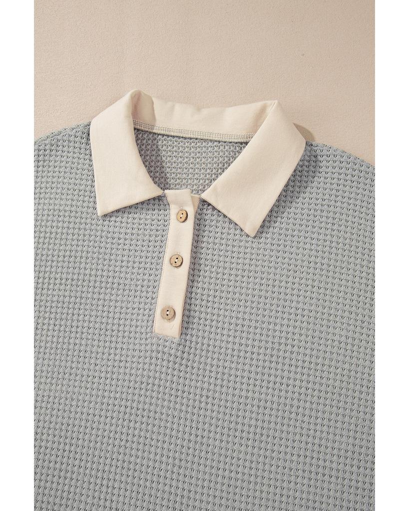 Azura Exchange Текстурированный топ-хенли цвета хаки с цветными блоками и воротником