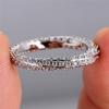 Luxury Vintage Silver Color White Zircon Stone Finger Ring for Women Bridal Jewelry Wedding Band