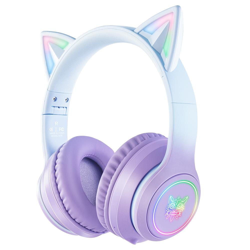 ONIKUMA B90 Cat Ear Wireless Bluetooth Headphones, RGB Lights, HD Microphone