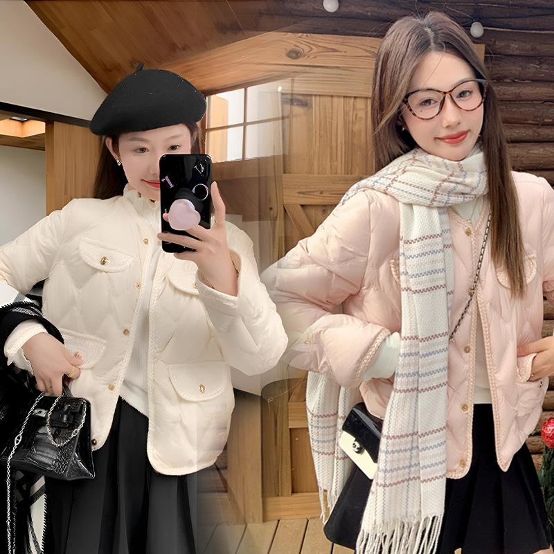 Xiaoxiangxiangfeng Thin Cotton Jacket Short Xiaoxiangfeng Sea Salt Blue Milk Cream White Grapefruit Powder