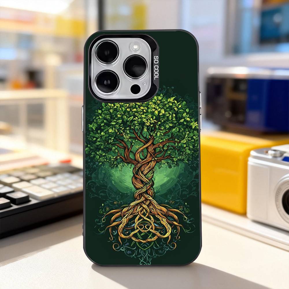 Чехол для телефона "Древо Жизни Космос" Для iPhone 17,16,15,14,13,12,11,Pro,XS,Max,Plus,Mini,SE4,E IMD Матовый черный