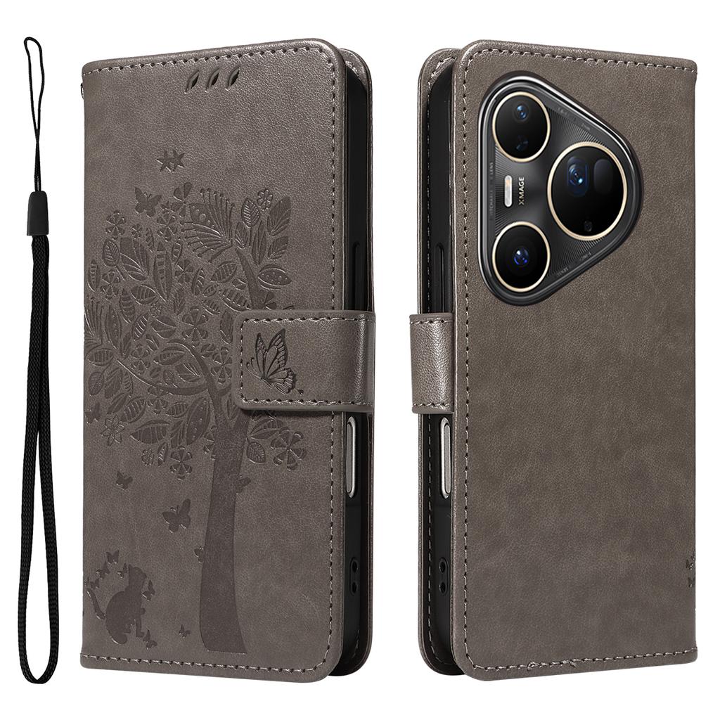 For Huawei Pura 80 Ultra Phone Case with Stand Cat Tree Pattern Leather Wallet Mobile Cover