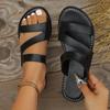Fashion Women Slippers Summer Flat Sandals Casual Plus Size Beach Slippers Woman Leather Strap Slip-On Gladiator Slippers Slides Women