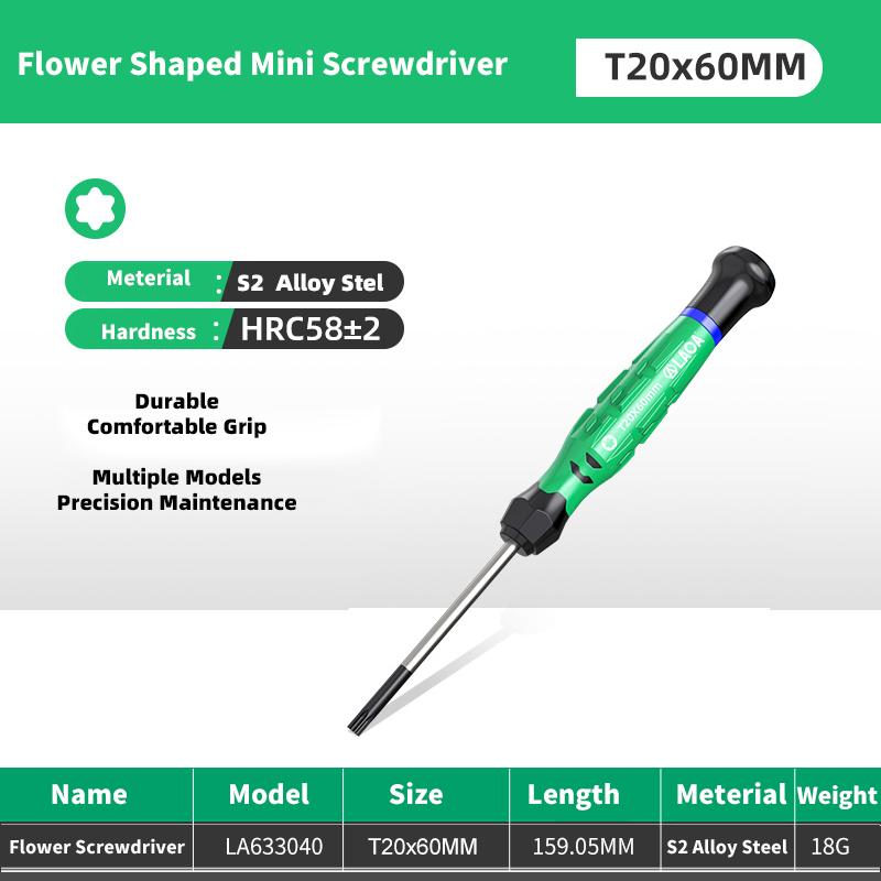 1 шт. Мини-отвертка Torx с магнитом, легированная сталь S2, крестовые отвертки, отвертка в форме цветка T5-T20