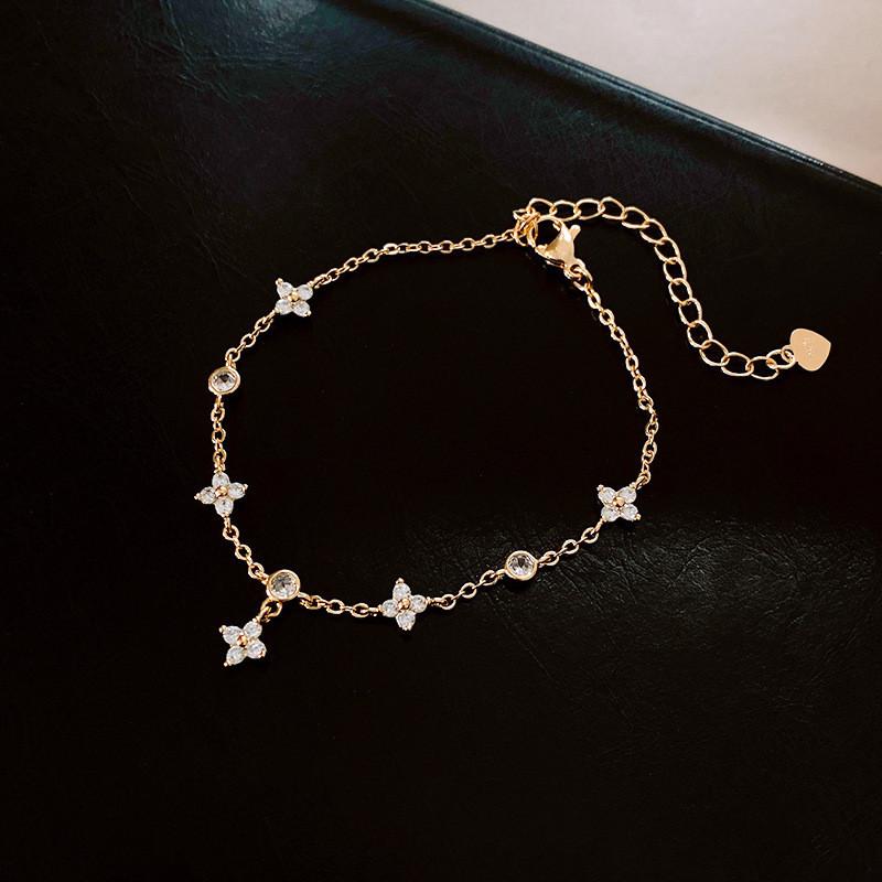 Натуральный браслет с цирконами в виде луны и звезд для женщин с мерцающими камнями и элегантным стилем