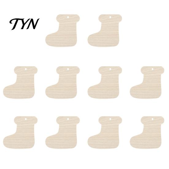DIY Paintable Wood Crafts 10Pcs 2D Wooden Christmas Ornaments, Blank Craft Hanging Tags, Unfinished Blanks Tree Decorations, Slices for Painting Xmas