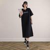 Женское повседневное платье-футболка с короткими рукавами Lazy Fashion, длинное платье с разрезом выше колена