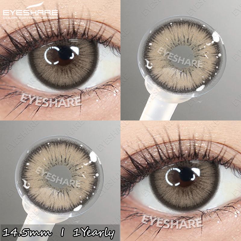 Eyeshare 2pcs Colored Contact Lenses for Eyes Blue Contact Black Eye Lens Gray Beautiful Pupils Yearly Brown Eyes Makeup Lenses