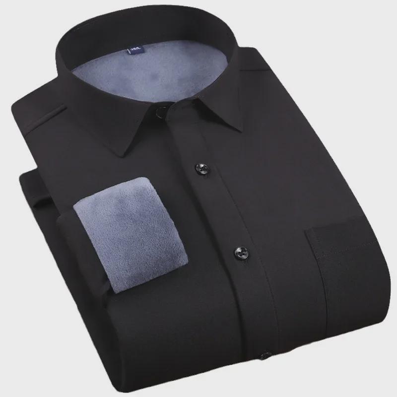 Зимняя мужская рубашка Plus Velvet Warm Stretch Business Casual - Белая