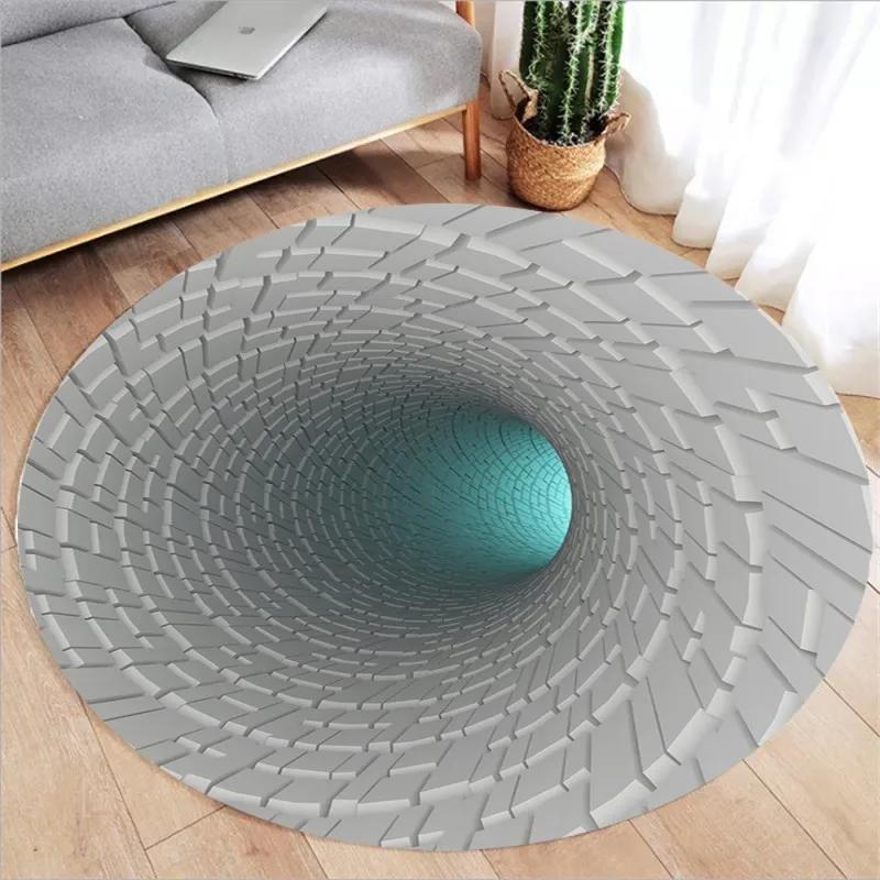 3D Vortex Optical Illusion Rugs Trap Area Rugs Not-Slip Round Rugs Area Carpets for Living Room Short Plush Trap Swirl Carpet