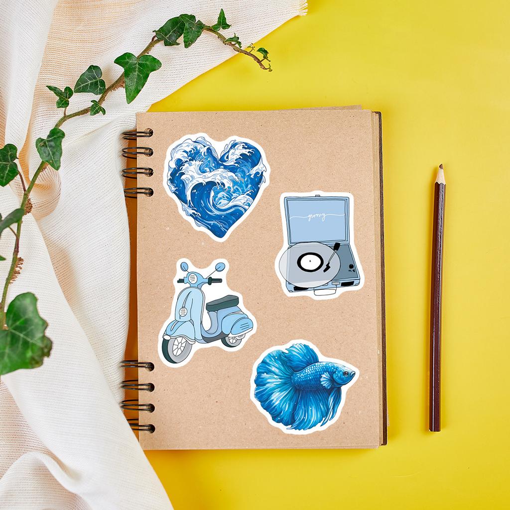 50 шт./Набор Акварельные Синие Художественная Серия 01 Наклейки DIY Модные Водонепроницаемые Наклейки-Рисунки