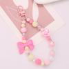 Colored Round Bead Keychain Pendant Cute Bow Heart Star Crystal Phone Anti-lost Rope Colorful Phone Lanyard Glitter Wrist Straps