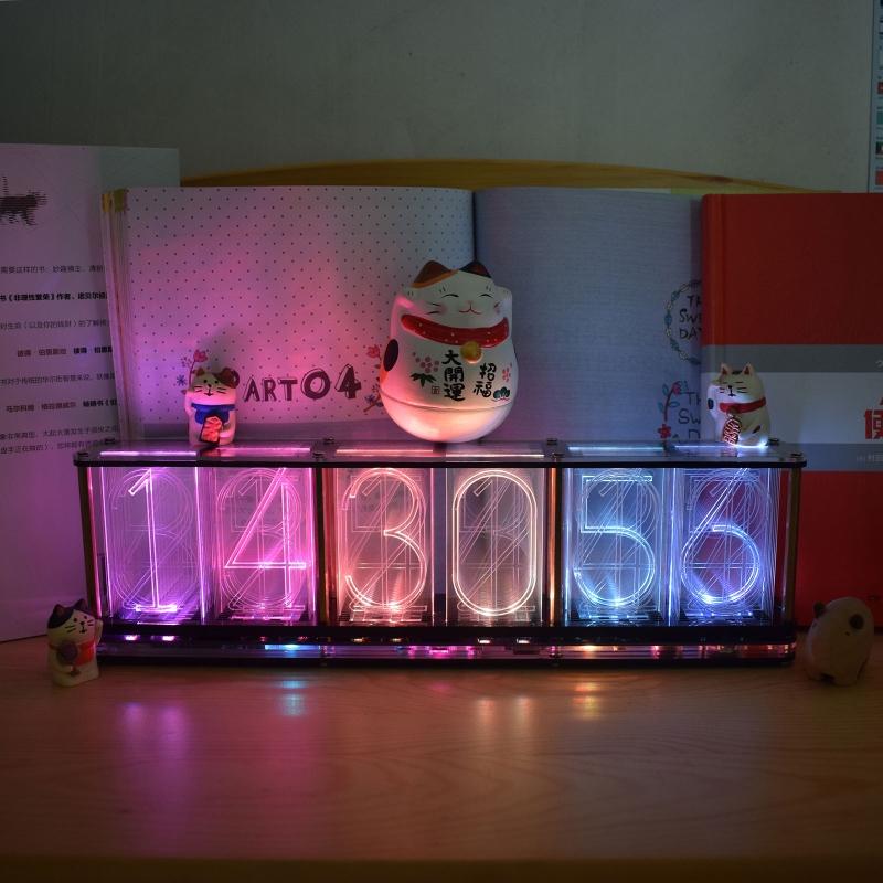 Nixie Tube Clock Acrylic RGB- Digital Clock Various Musical Beat Temperature/Data/Week Display Girlfriend Gift Present
