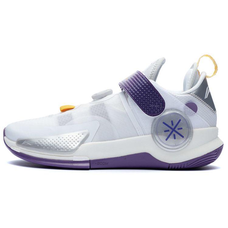 Li-Ning Breakthrough 7 V2 Shock Absorption Non-Slip Support Low-Top Basketball Shoes Men Sneakers White Purple ABPR047-12