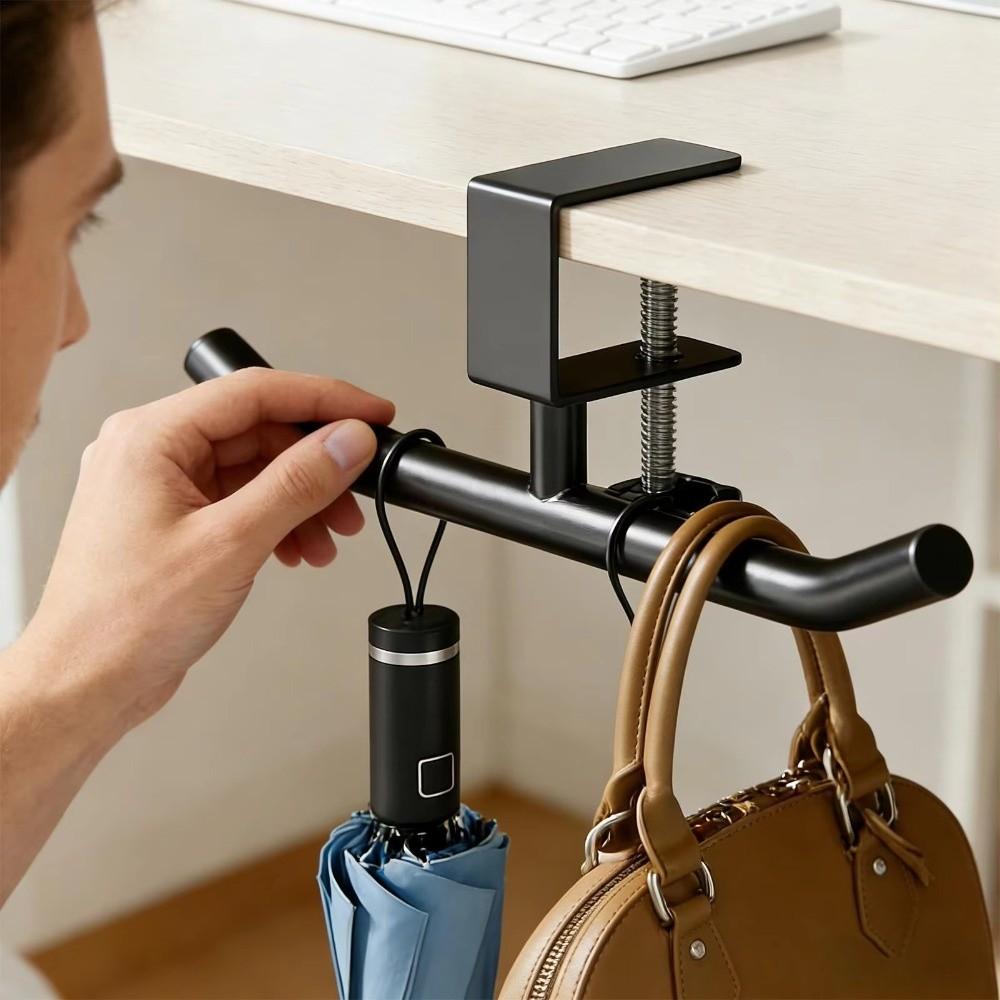 Rotatable Desk Edge Bag Hook Carbon Steel Hanging Handbag Holder Desk Headset Hanger Student